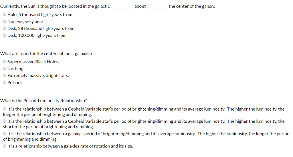 Solved Currently, the Sun is thought to be located in the | Chegg.com