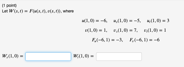 1 Point Let Ws T Fus T Vs T Where Cheggcom