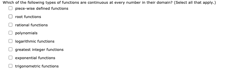 Solved Which of the following types of functions are | Chegg.com