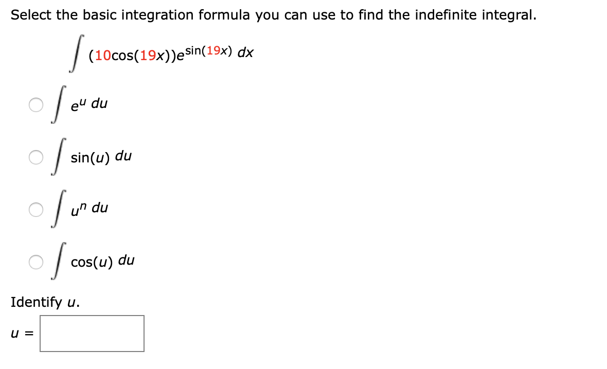 Solved Select the basic integration formula you can use to | Chegg.com