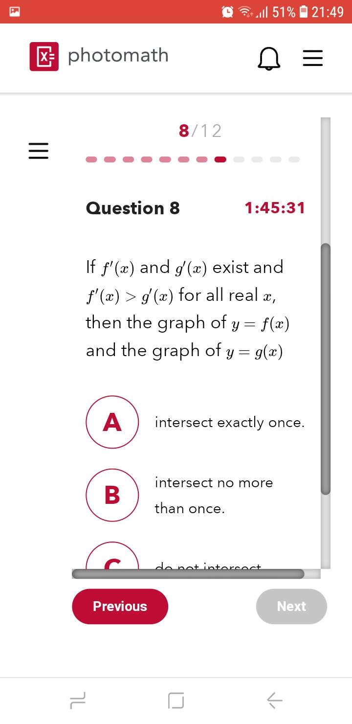 If f′(x) and g′(x) exist and f′(x)>g′(x) for all real | Chegg.com
