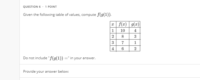 Solved QUESTION 6.1 POINT Given the following table of | Chegg.com