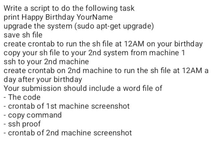 Solved Write a script to do the following task print Happy | Chegg.com