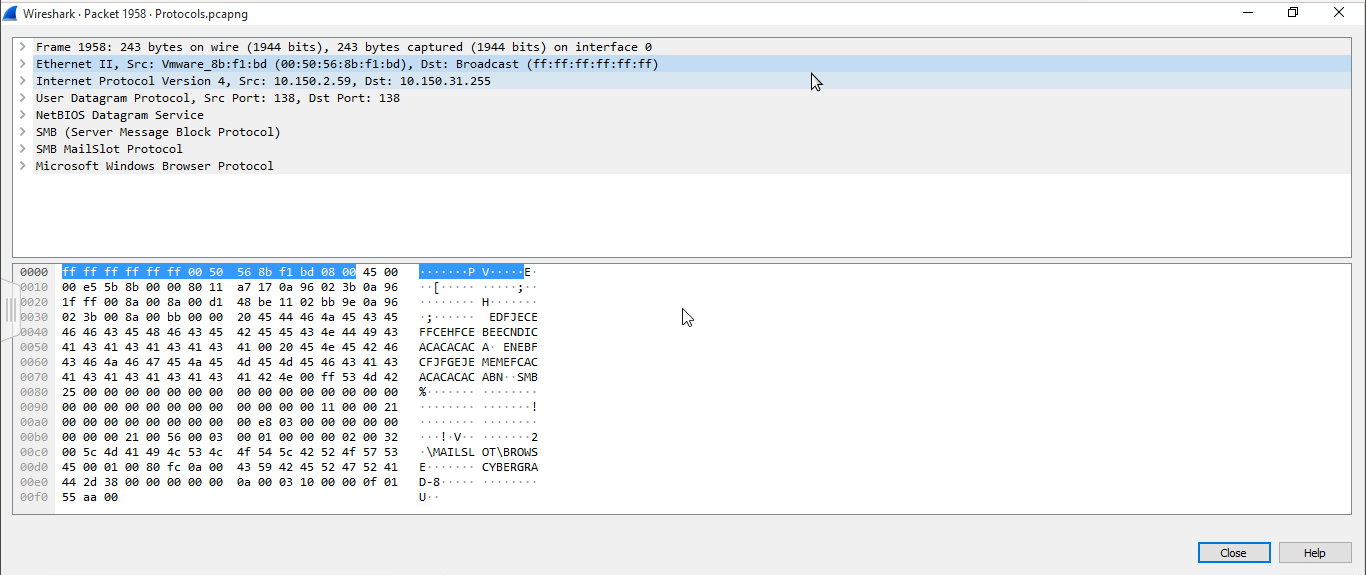 Solved Wireshark . Packet 1958. Protocols.pcapng Х W > Frame