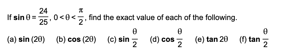 Solved 24 If sin = 25 TT 0