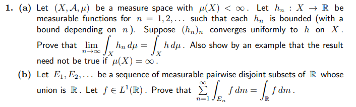 Solved 1. (a) Let (X,A,μ) be a measure space with μ(X)