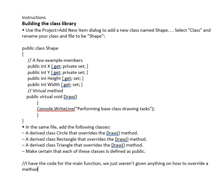 Solved Instructions Building the class library . Use the | Chegg.com