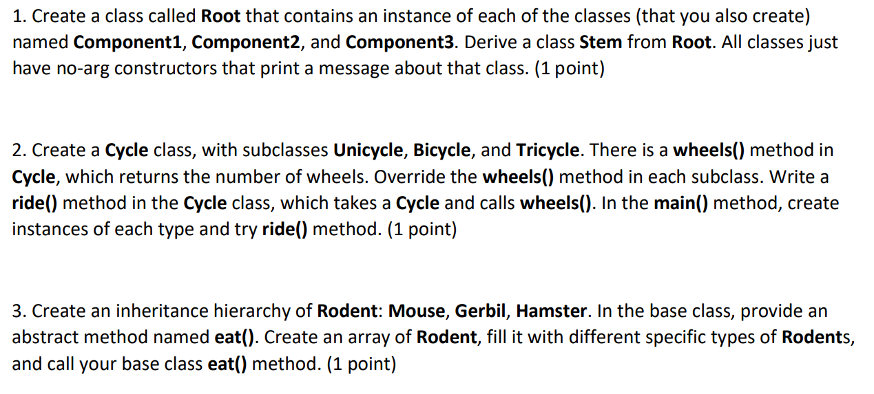 Solved 1. Create a class called Root that contains an | Chegg.com