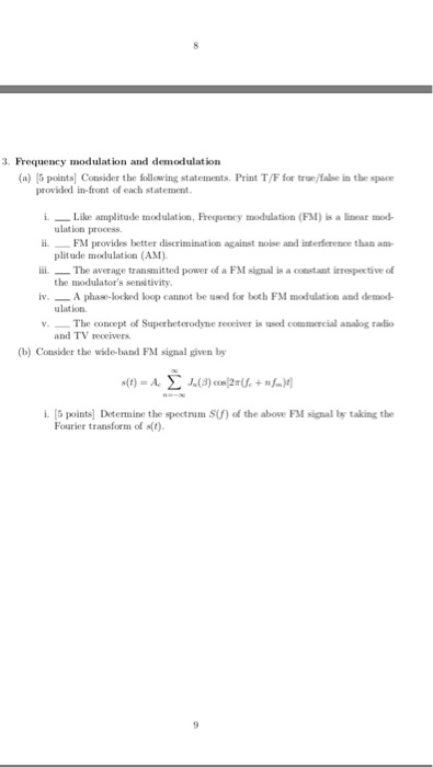 Solved 3. Frequency modulation and demodulation (a) 15 | Chegg.com