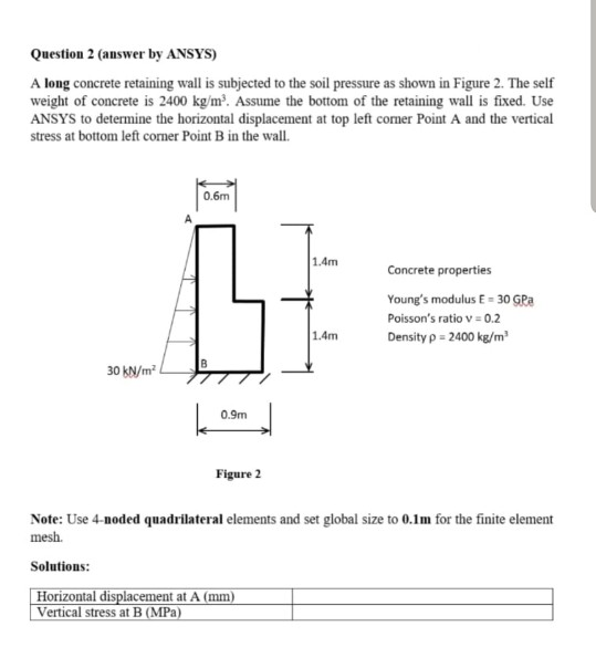 Solved Question 2 (answer By Ansys) A Long Concrete 