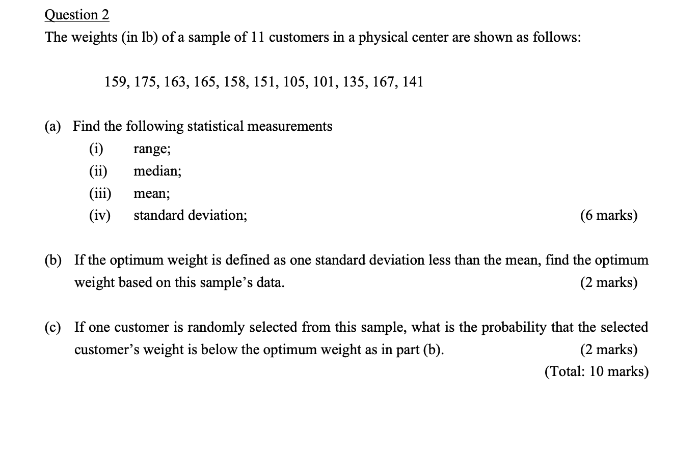 solved-question-2-the-weights-in-lb-of-a-sample-of-11-chegg