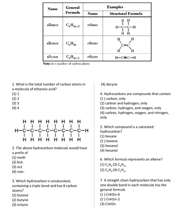 Structural Formula Examples With Answers