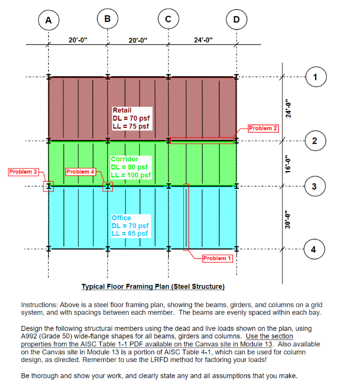Solved 3. Design the first-story steel column at grid | Chegg.com