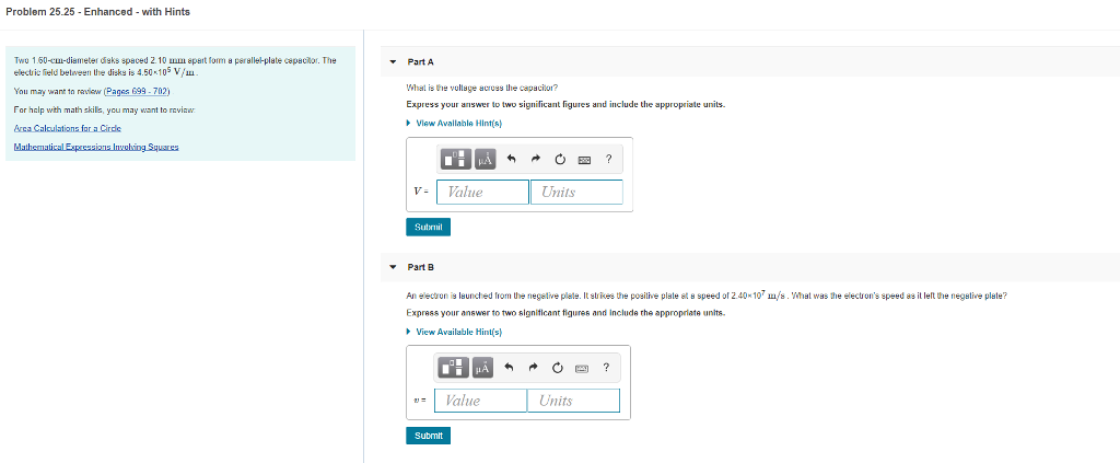 Solved Problem 25.25 - Enhanced with Hints Part A Two | Chegg.com