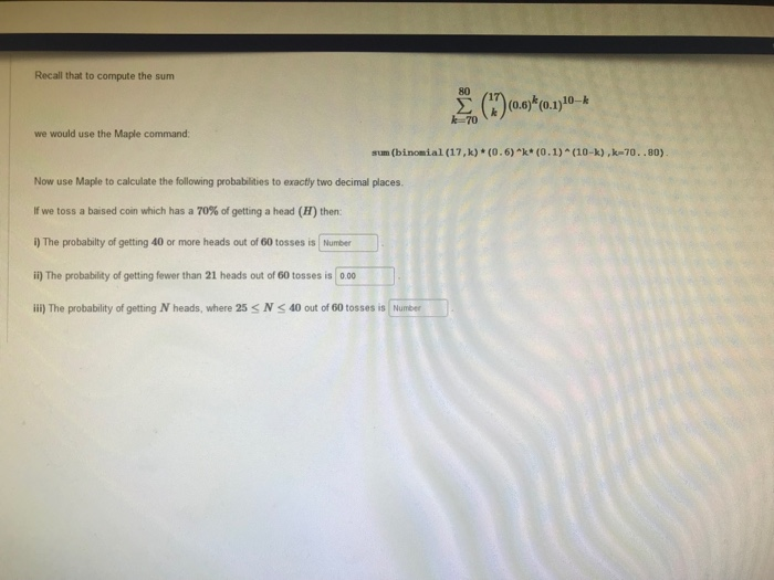 Solved Recall that to compute the sum 80 20k0.)' 1)10- k-70 | Chegg.com