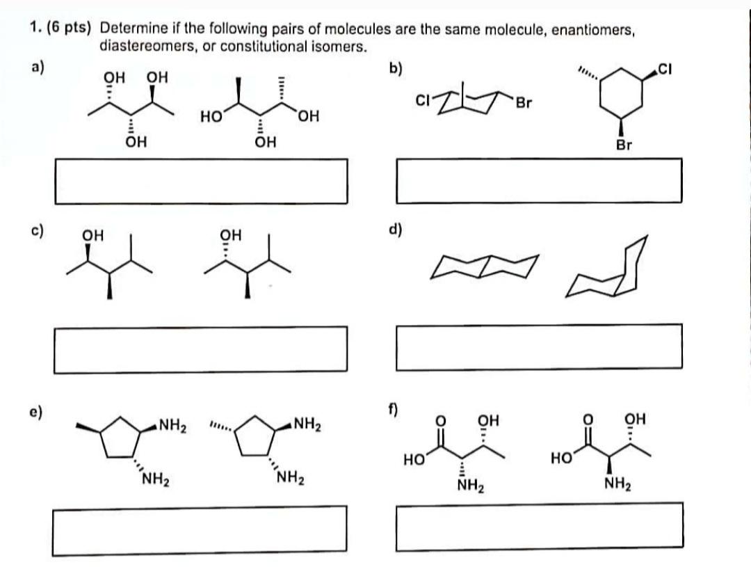 Solved 1. (6 pts) Determine if the following pairs of | Chegg.com