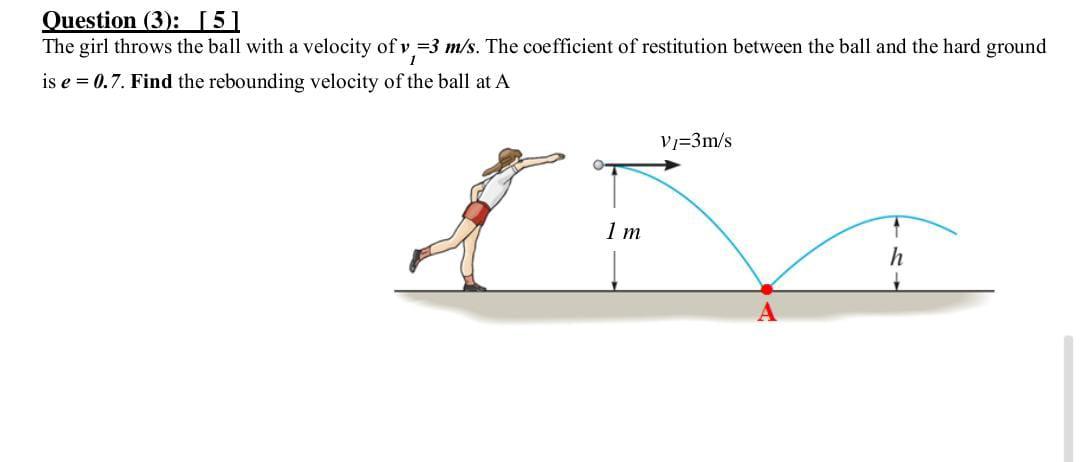 Solved Question (3): 151 The girl throws the ball with a | Chegg.com