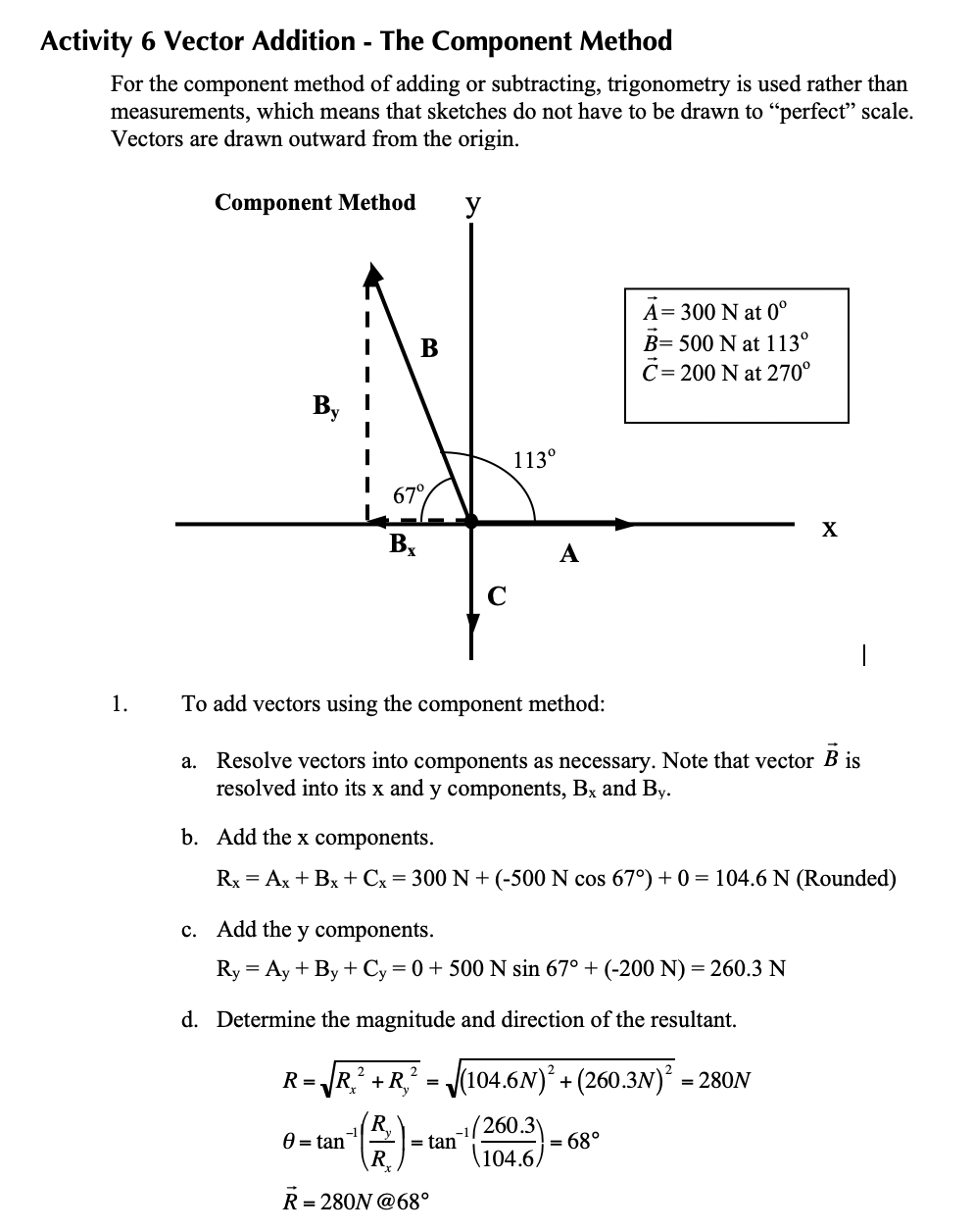 Components Of Vectors Worksheet