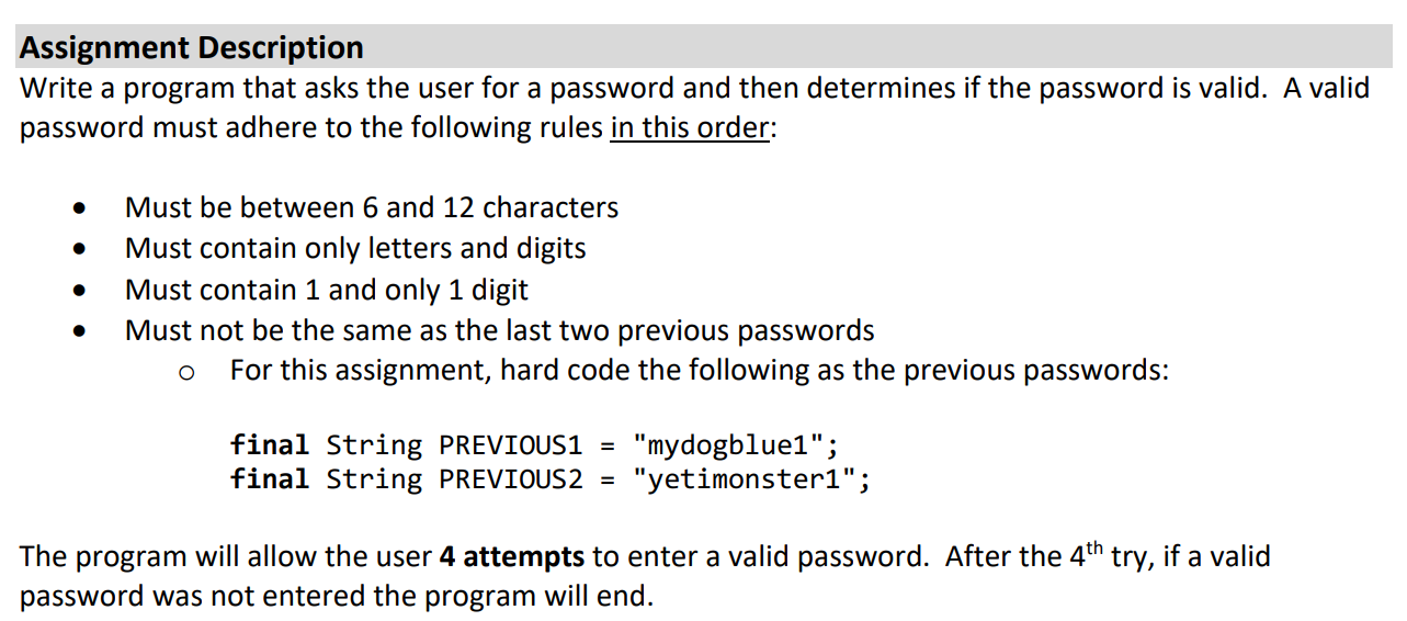 Solved Assignment Description Write a program that asks the | Chegg.com