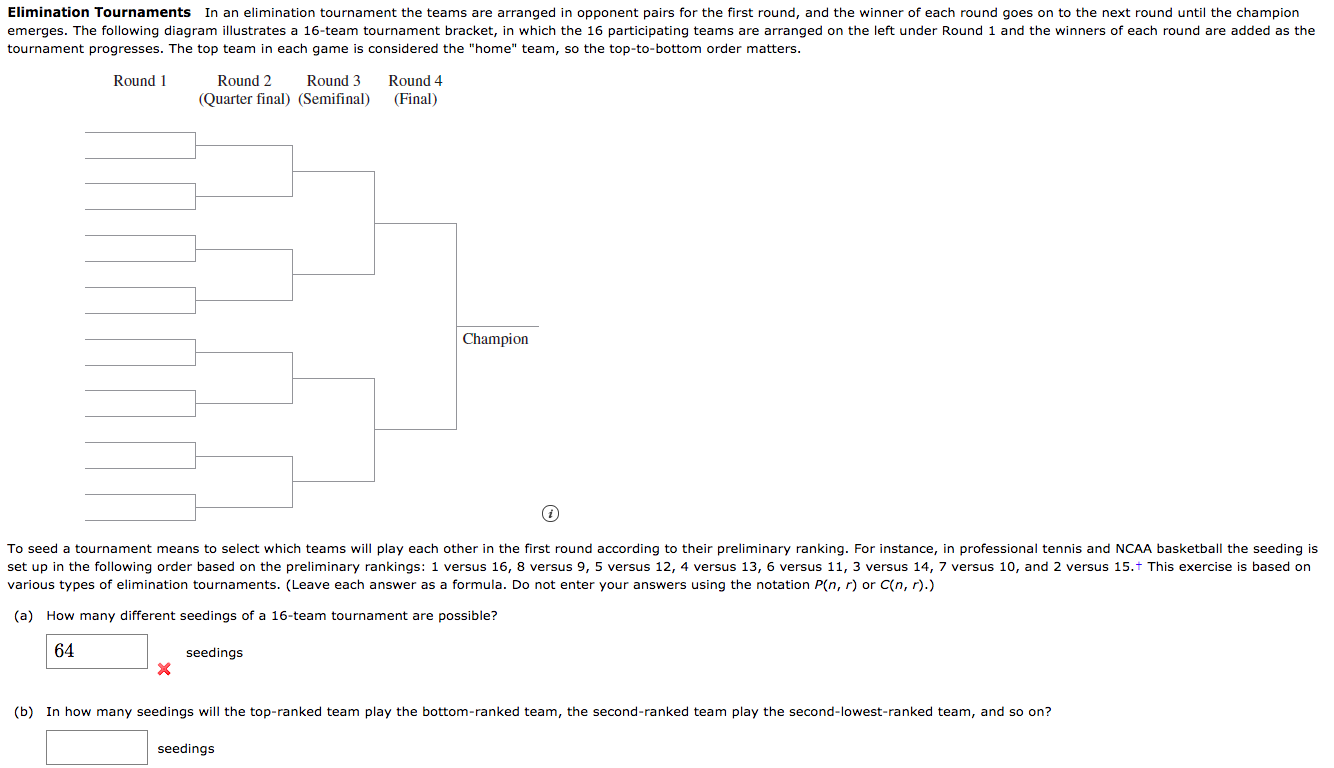 Elimination Tournaments In An Elimination Tournament | Chegg.com