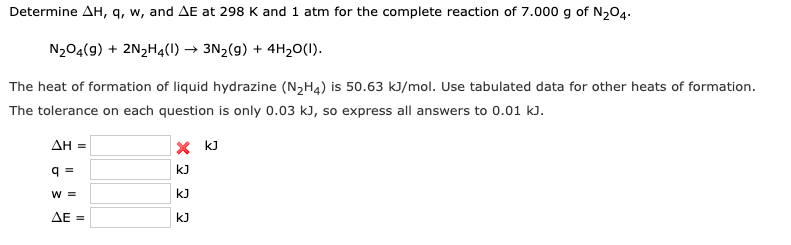 Solved Determine Ah Q W And Ae At 298 K And 1 Atm For Chegg Com