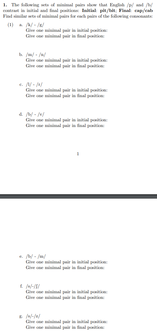 s vs p minimal pairs