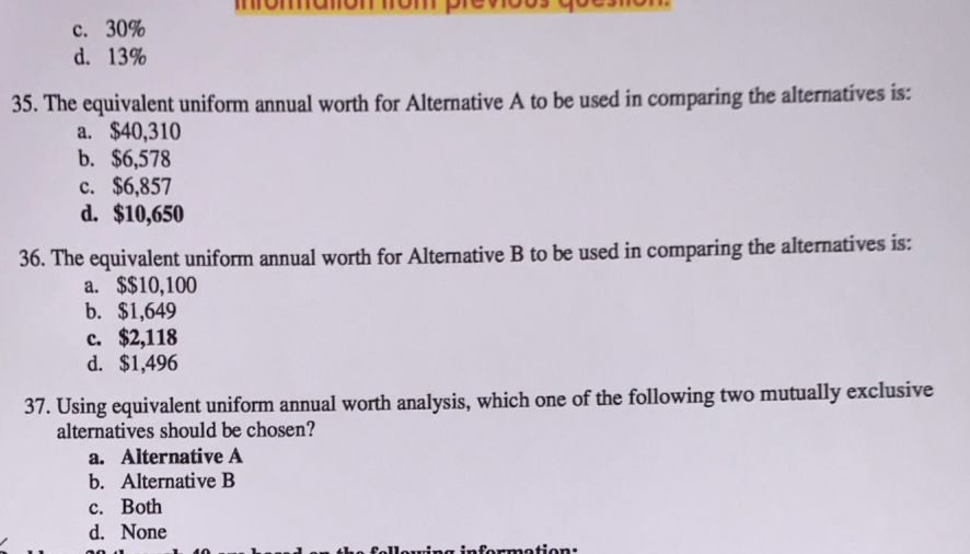 Solved Problems 33 through 37 are based on the following | Chegg.com