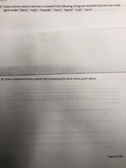 Solved 17. Draw a binary search tree that is created if the | Chegg.com