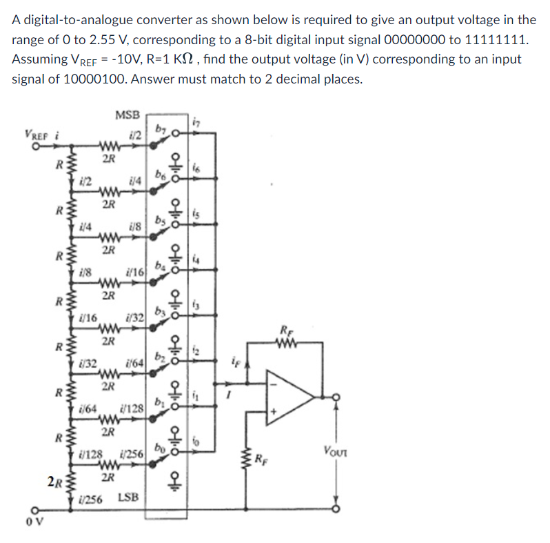 A digitaltoanalogue converter as shown below is
