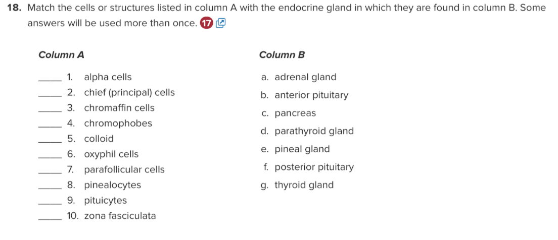 Solved 18. Match The Cells Or Structures Listed In Column A | Chegg.com