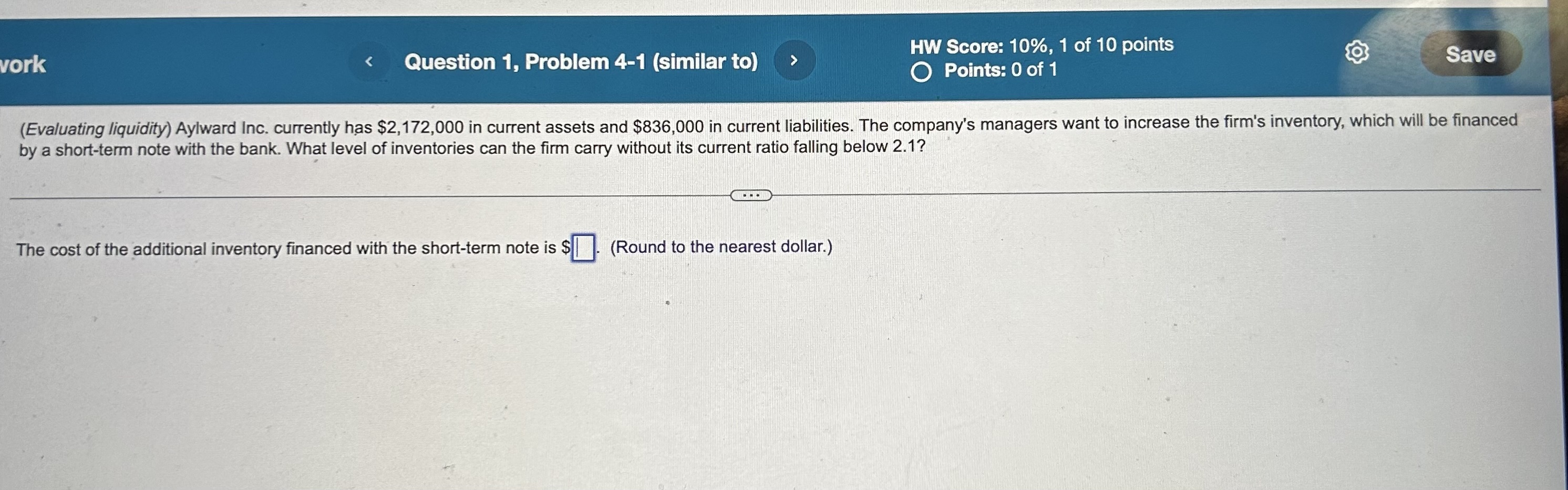 Solved (Evaluating Liquidity) Aylward Inc. Currently Has | Chegg.com