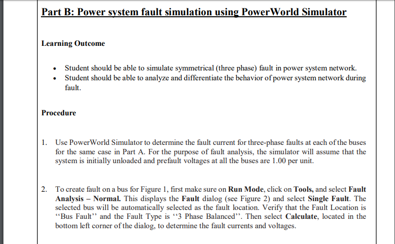 Part B: Power system fault simulation using | Chegg.com