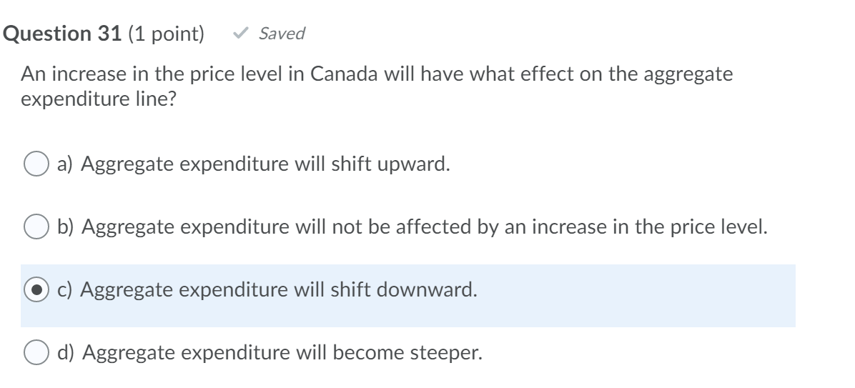 Solved Question 31 (1 point) v Saved An increase in the | Chegg.com