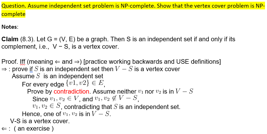 Solved Question Assume Independent Set Problem Is Np Com Chegg Com