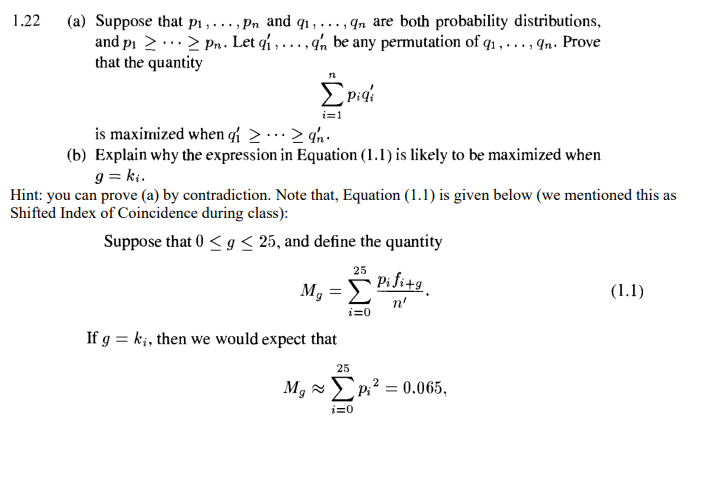 (a) Suppose that p1,…,pn and q1,…,qn are both | Chegg.com