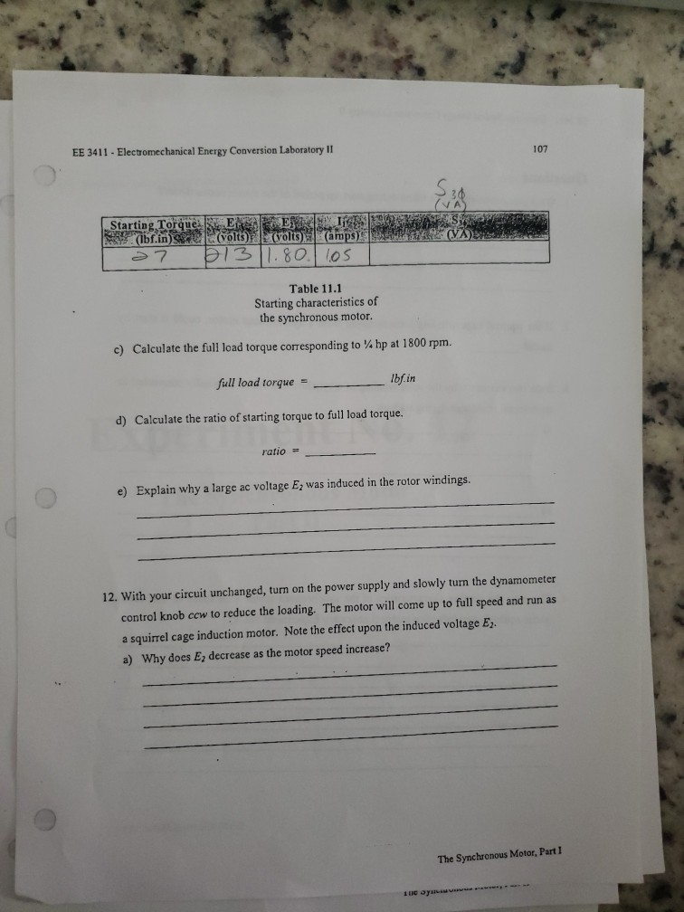 3411 Solved: Energy - Electromechanical Conversion Labo EE ...