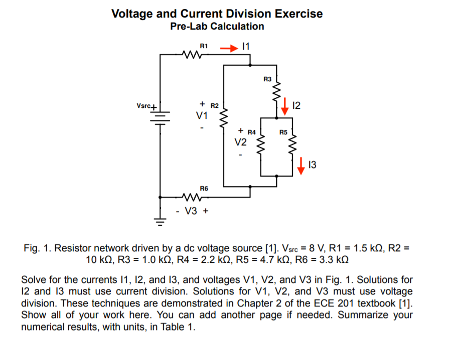 Solved Voltage and Current Division Exercise Pre-Lab | Chegg.com