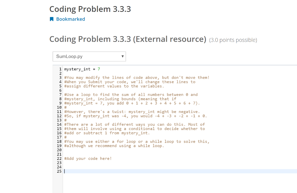 Solved Coding Problem 3.3.3 Bookmarked Coding Problem 3.3.3 | Chegg.com