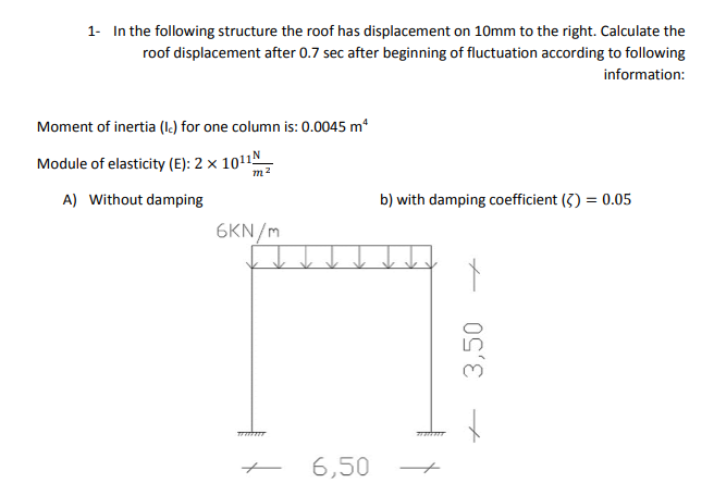 Solved 1- In the following structure the roof has | Chegg.com