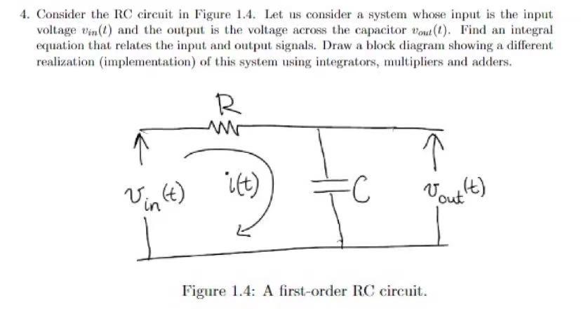 Solved 4. Consider the RC circuit in Figure 1.4. Let us | Chegg.com