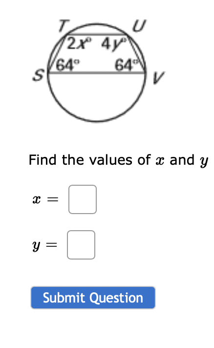 Solved Find the values of x and y x= y= | Chegg.com