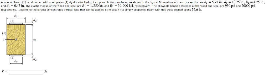 Solved A Wooden Beam 1 S Reinforced With Steel Plates 2) | Chegg.com