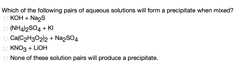 Solved Which Of The Following Pairs Of Aqueous Solutions 6839