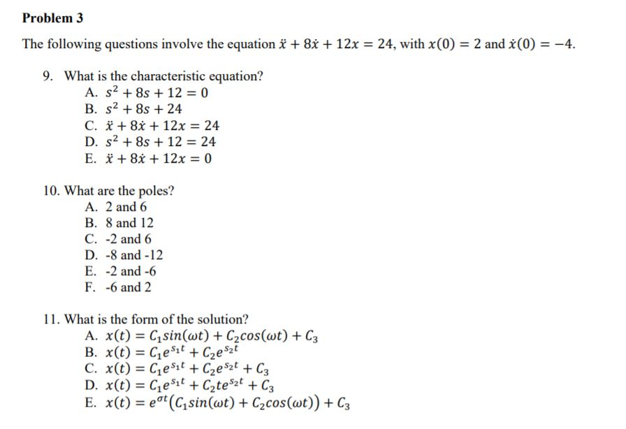 Solved Problem 3 The Following Questions Involve The Equa Chegg Com