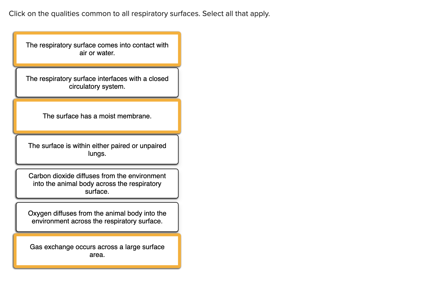 Solved Q. Based on the figure above (respiratory surface