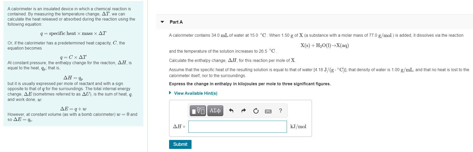 Solved A Calorimeter Is An Insulated Device In Which A Ch Chegg Com