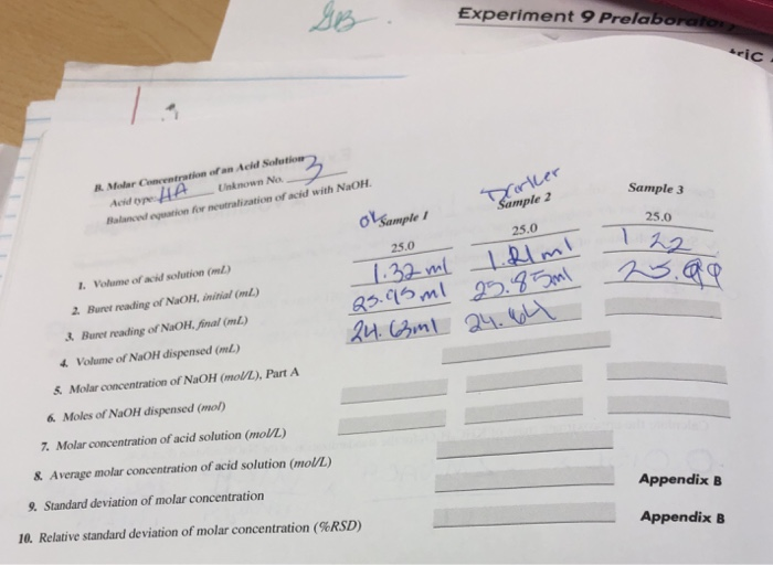 Solved Experiment 9 Report Sheet A Volumetric Analysis Me Chegg Com