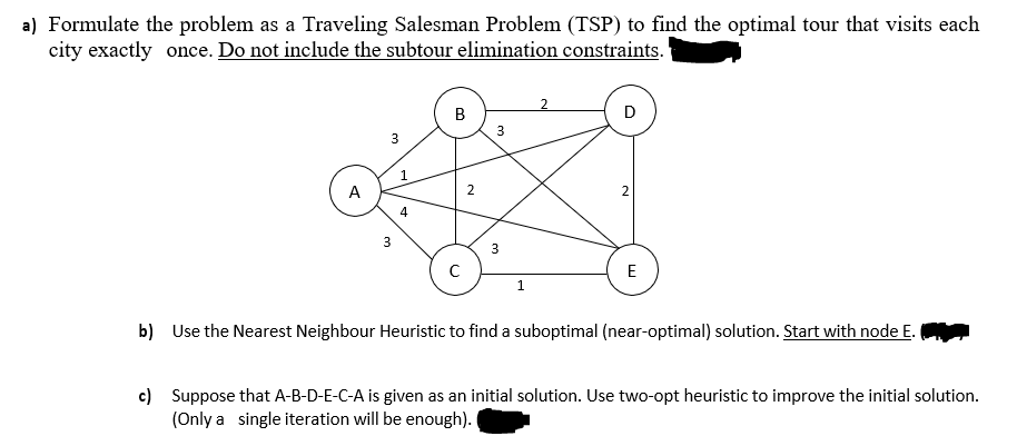 a) Formulate the problem as a Traveling Salesman | Chegg.com