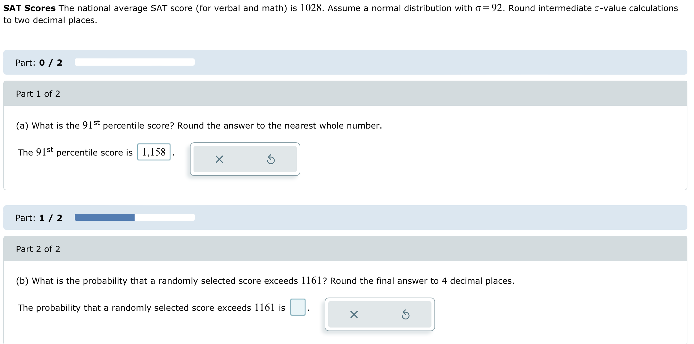 Solved SAT Scores The national average SAT score (for verbal