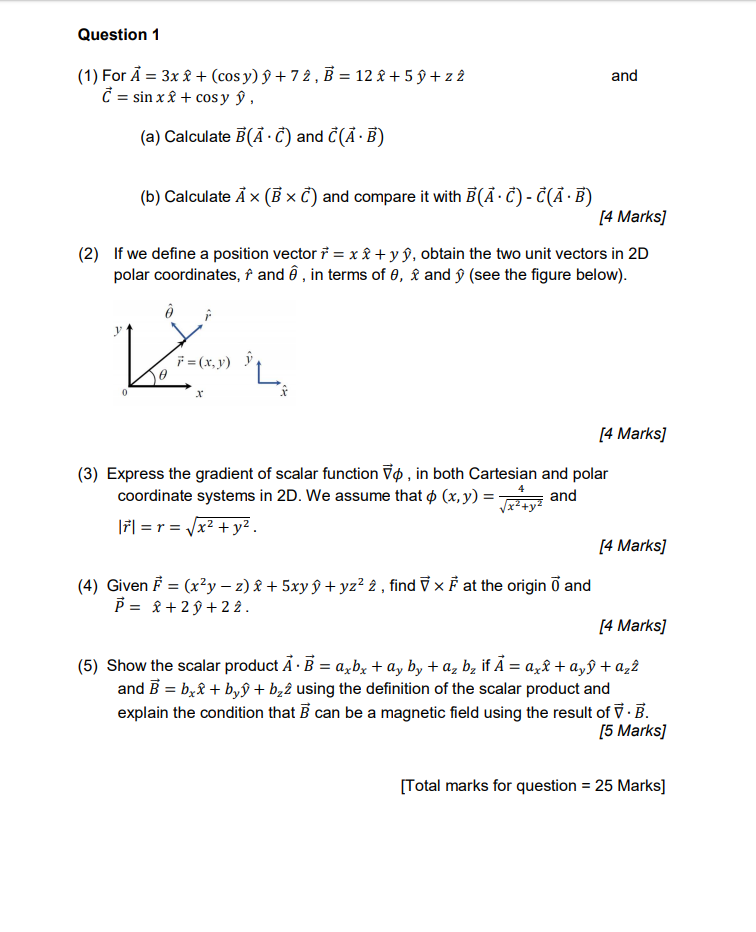 Solved Question 1 5y Z 2 And 1 For A 3x Cos Y Chegg Com